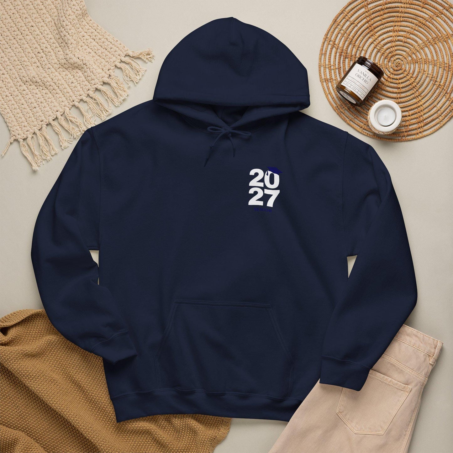 2027 Graduation Hoodie | Year 2027 Sweater with Cap Accent | School Teens | College