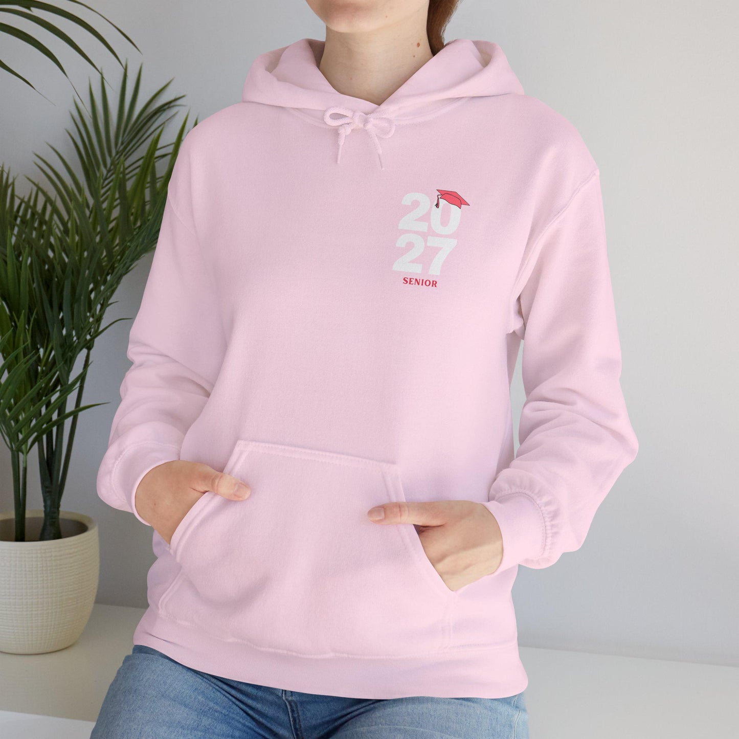 Pink Graduation Cap Senior Hoodie | Minimal Class of 2026 Grad Sweatshirt | Female | Teen School