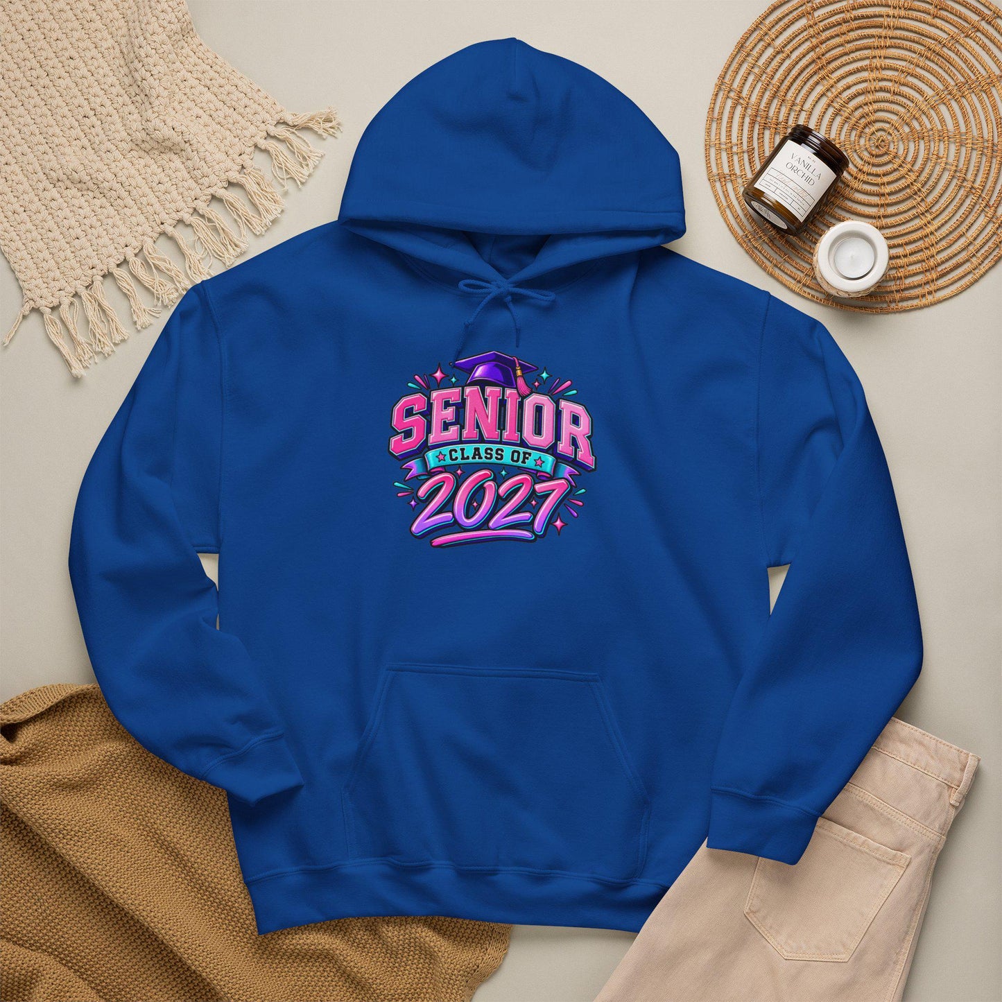 Senior Class of 2027 Hoodie, Graduation 2027 Sweatshirt Female Teen Oversized Everyday Pullover, College Grad, Comfortable Cozy Apparel Wear