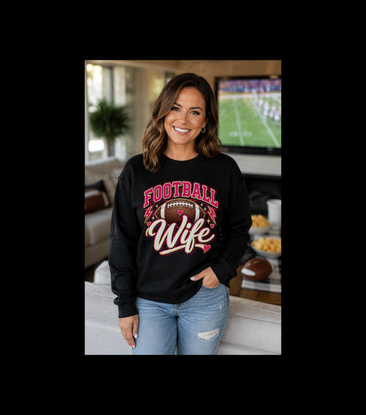 Football Wife Sweatshirt, Football Game Day Season Apparel, Football Wife Life, Fall Football Fashion, Gift for Football Fan, Mom Gear