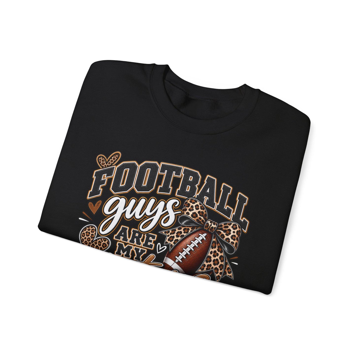Women's Football Guys Are My Type sweatshirt | Football Heart Leopard Print Pullover, Mom Female Game Season Apparel, Football Shirt Top