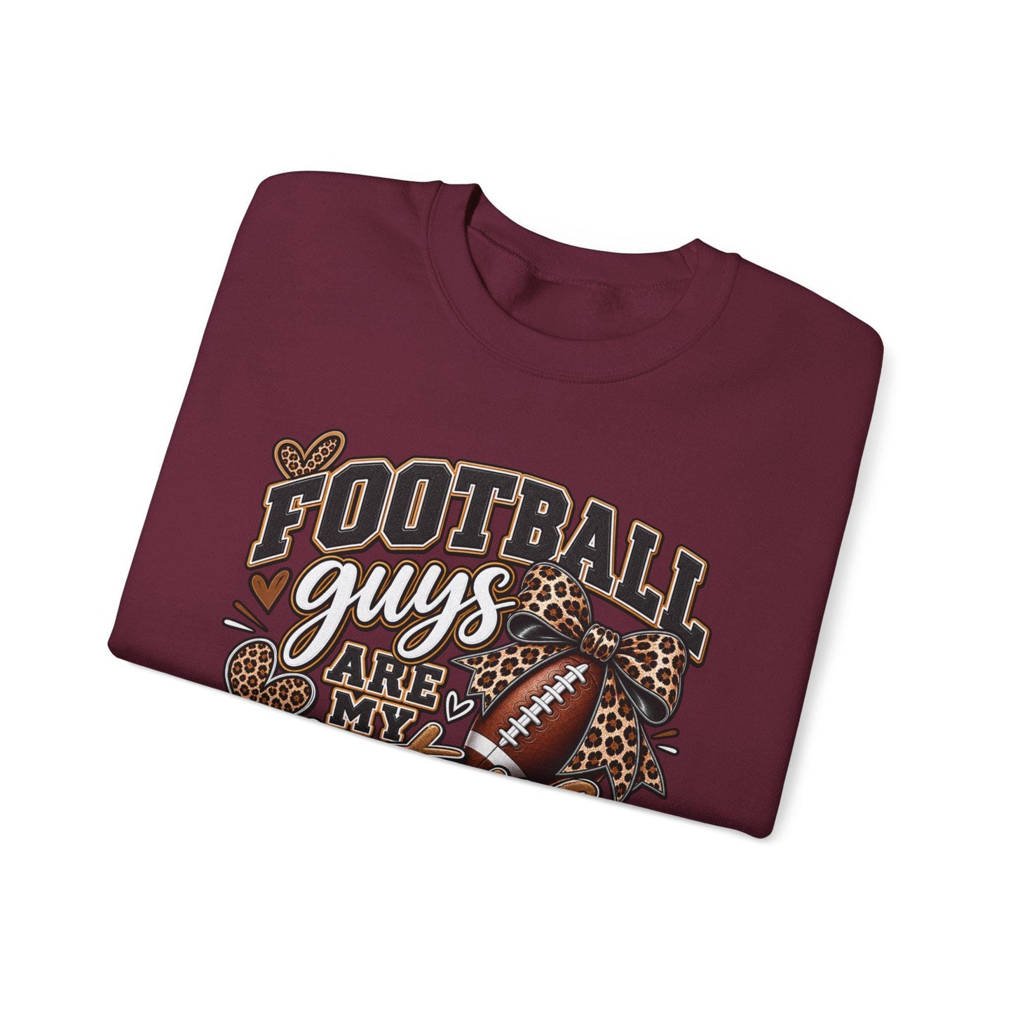 Women's Football Guys Are My Type sweatshirt | Football Heart Leopard Print Pullover, Mom Female Game Season Apparel, Football Shirt Top
