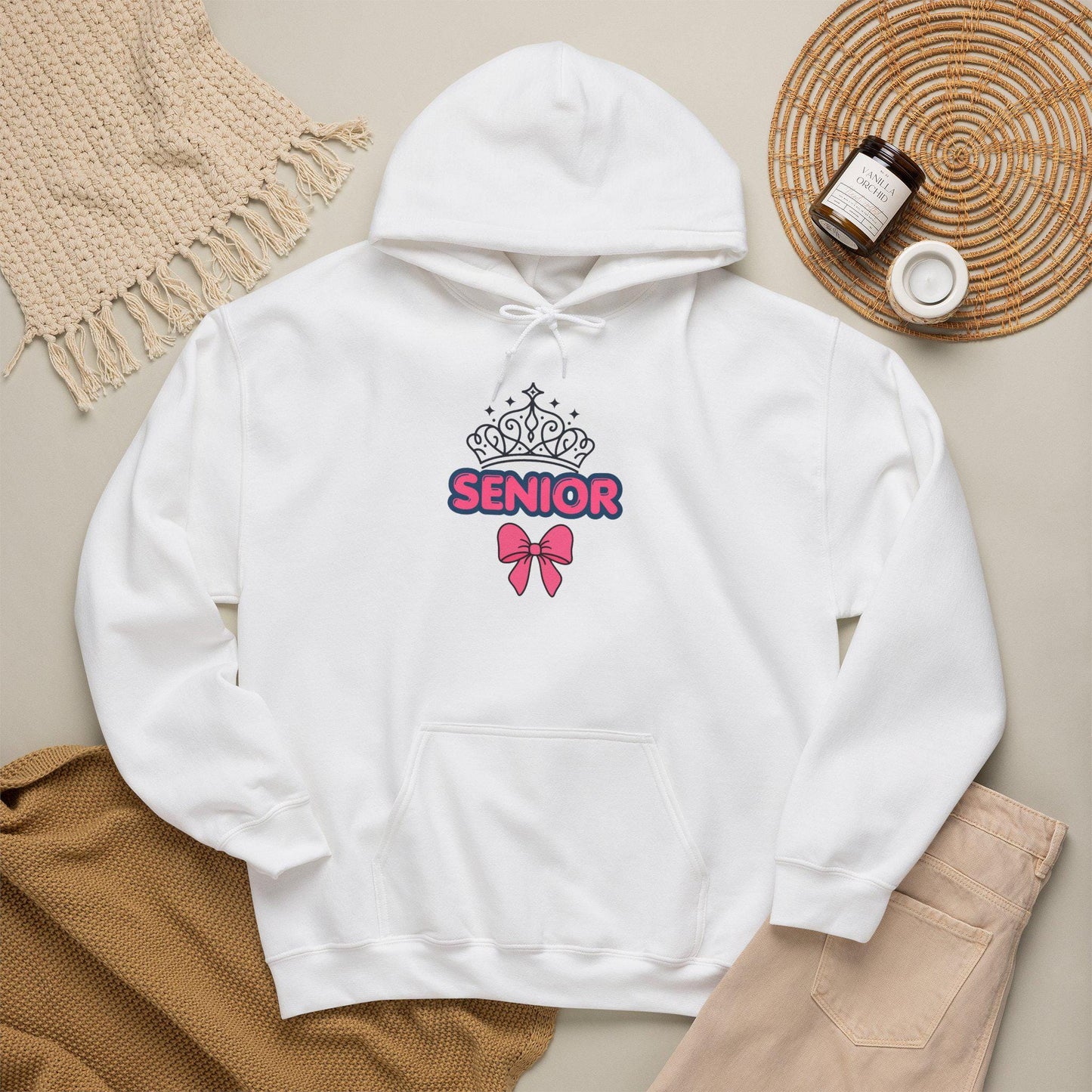 Senior Crown with Bow Hoodie | Senior Year 2027 Sweatshirt | Back to School | Last Year College | Teen Gift | Class of 2027 Cozy Pullover
