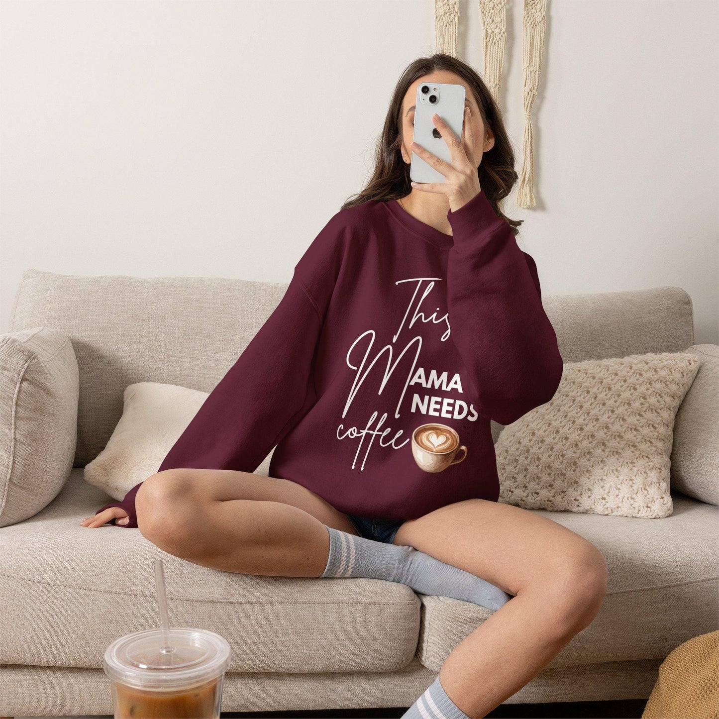 This Mama Needs Coffee Sweatshirt | Mom Coffee Lover Crewneck | Mama Graphic Sweatshirt Gifted | Coffee Mom T-shirt | Latte Sweatshirt