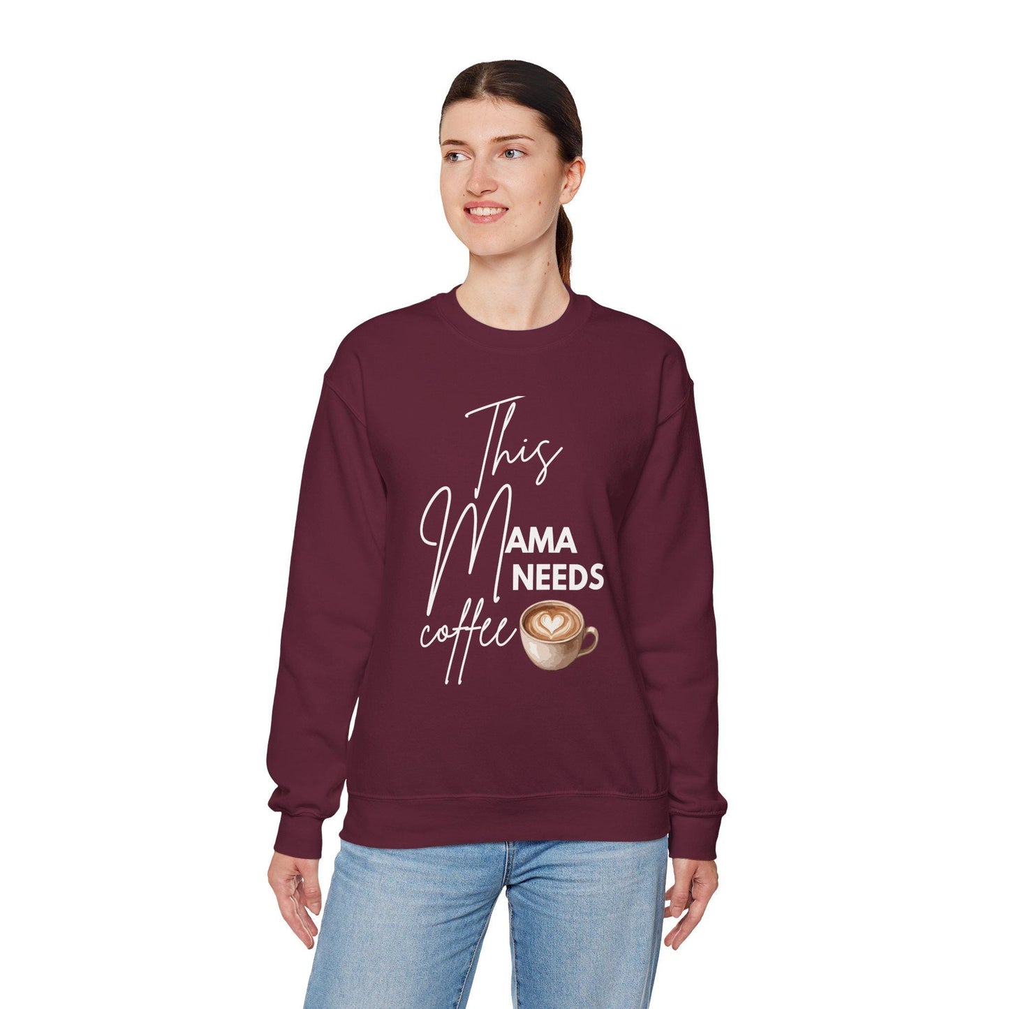 This Mama Needs Coffee Sweatshirt | Mom Coffee Lover Crewneck | Mama Graphic Sweatshirt Gifted | Coffee Mom T-shirt | Latte Sweatshirt