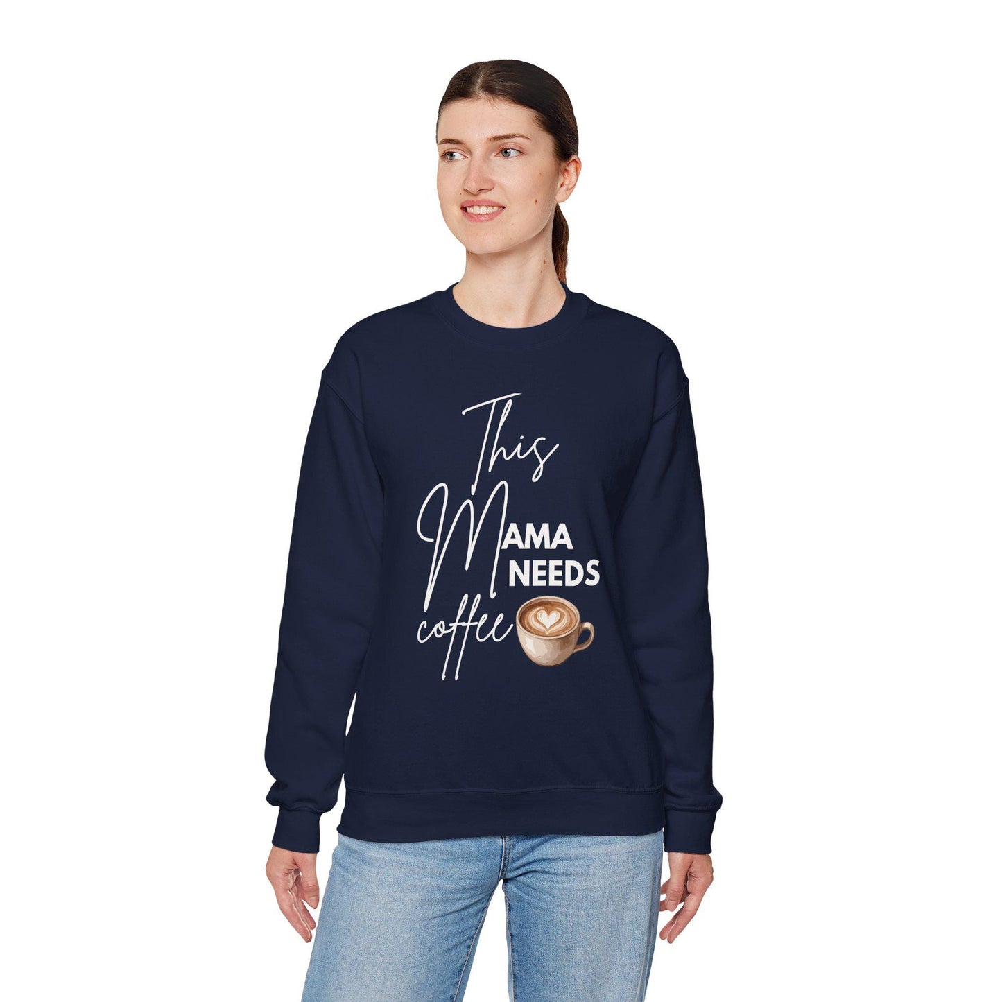 This Mama Needs Coffee Sweatshirt | Mom Coffee Lover Crewneck | Mama Graphic Sweatshirt Gifted | Coffee Mom T-shirt | Latte Sweatshirt