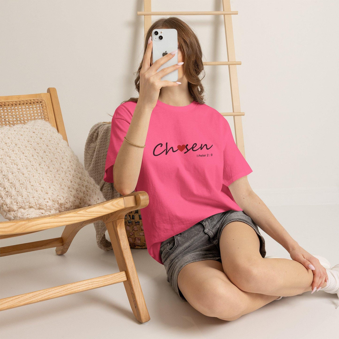 Women's comfortable Chosen Tee -Christian Scripture T-Shirt Graphic (1 Peter 2:9), Godly Theme Apparel Wear, Religious Theme Attire Lady