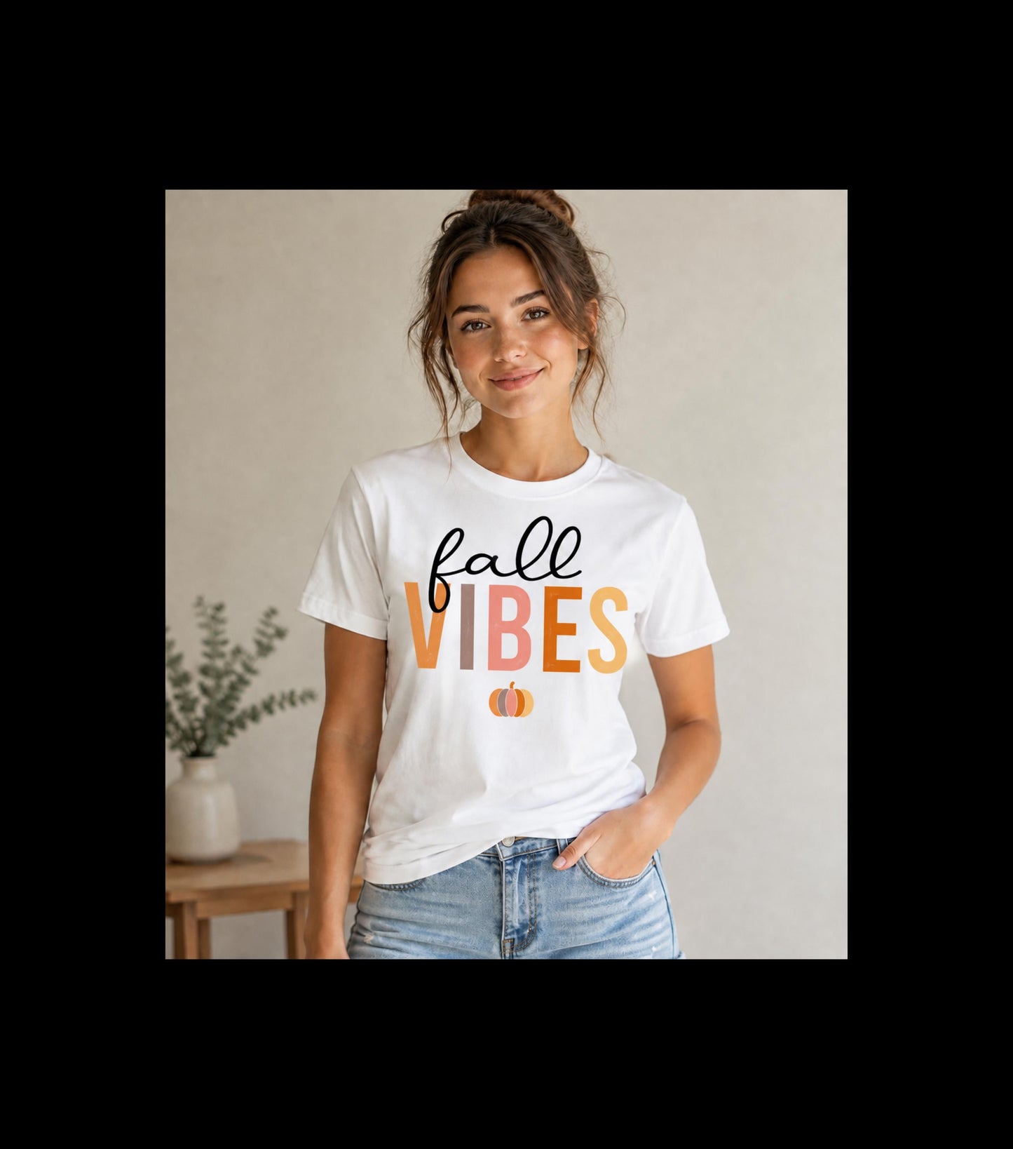 Women's Fall Vibes T-Shirt — Pumpkin Autumn Graphic Tee