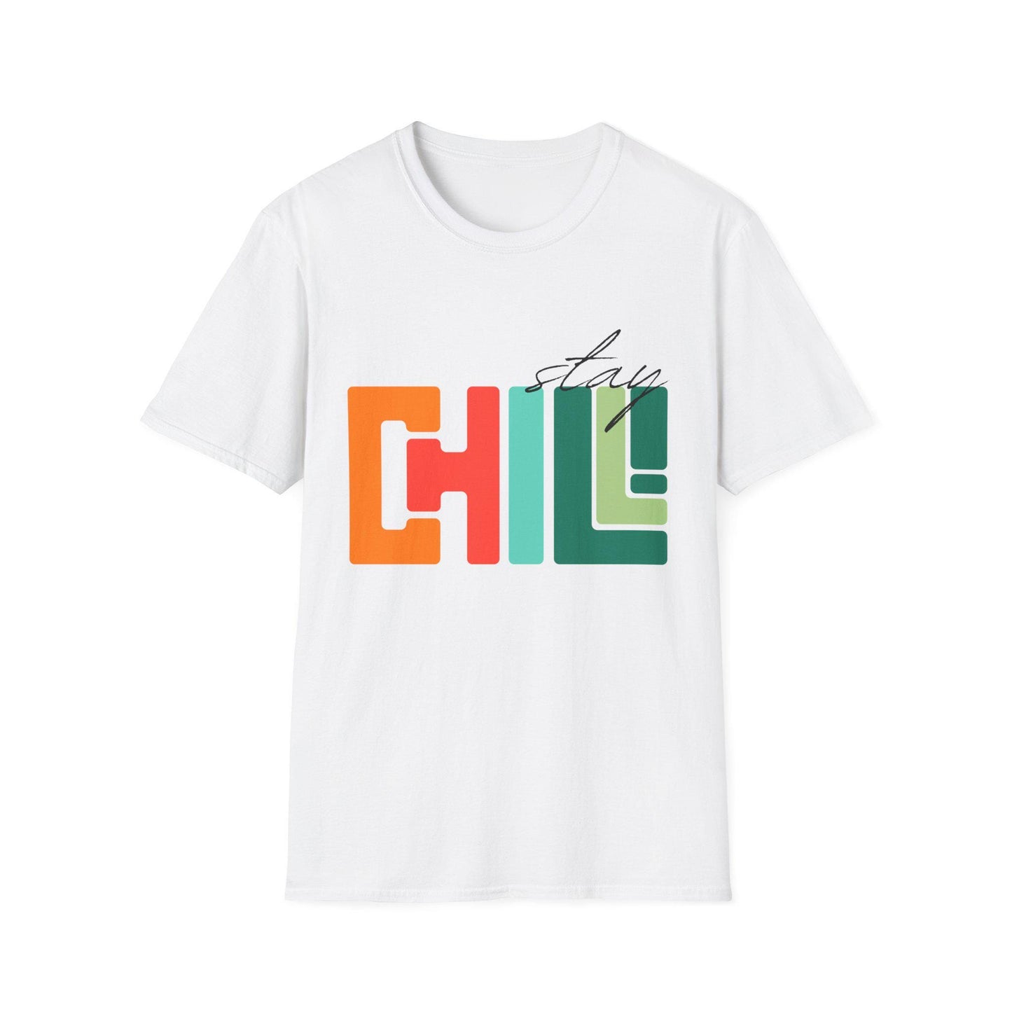Unisex Stay Chill T-Shirt, Retro Color block Relaxed Graphic Tee, Men Women Teen Boy, Male Female Urban Apparel, Streetwear Attire School
