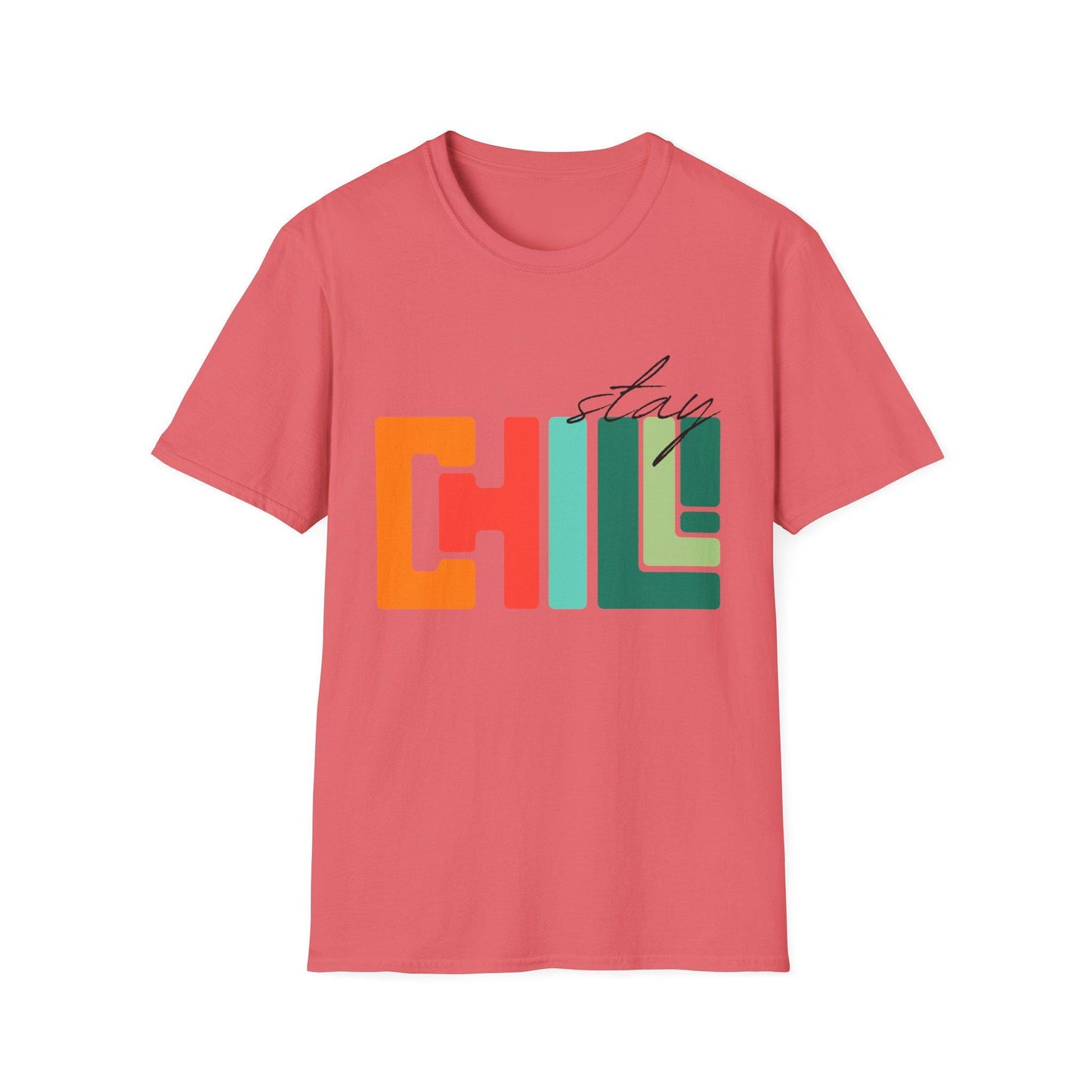 Unisex Stay Chill T-Shirt, Retro Color block Relaxed Graphic Tee, Men Women Teen Boy, Male Female Urban Apparel, Streetwear Attire School