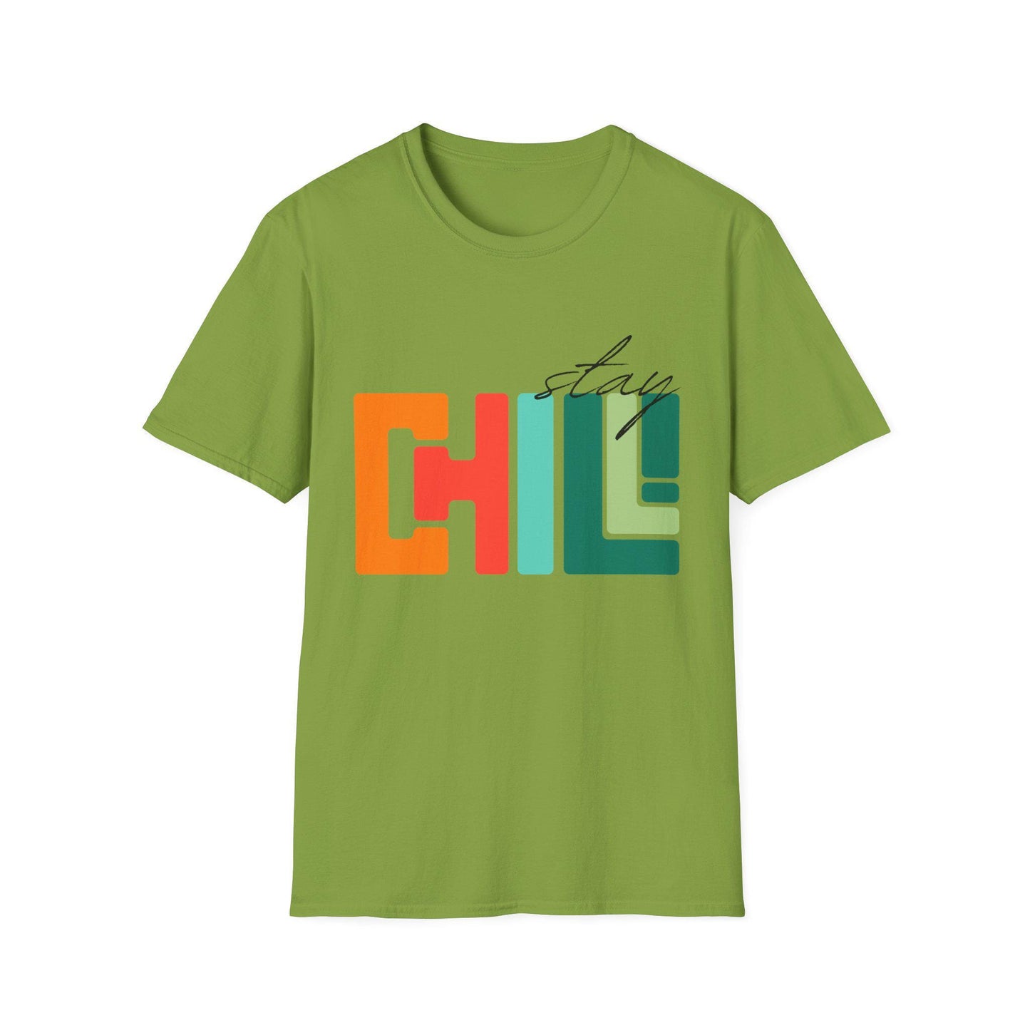 Unisex Stay Chill T-Shirt, Retro Color block Relaxed Graphic Tee, Men Women Teen Boy, Male Female Urban Apparel, Streetwear Attire School