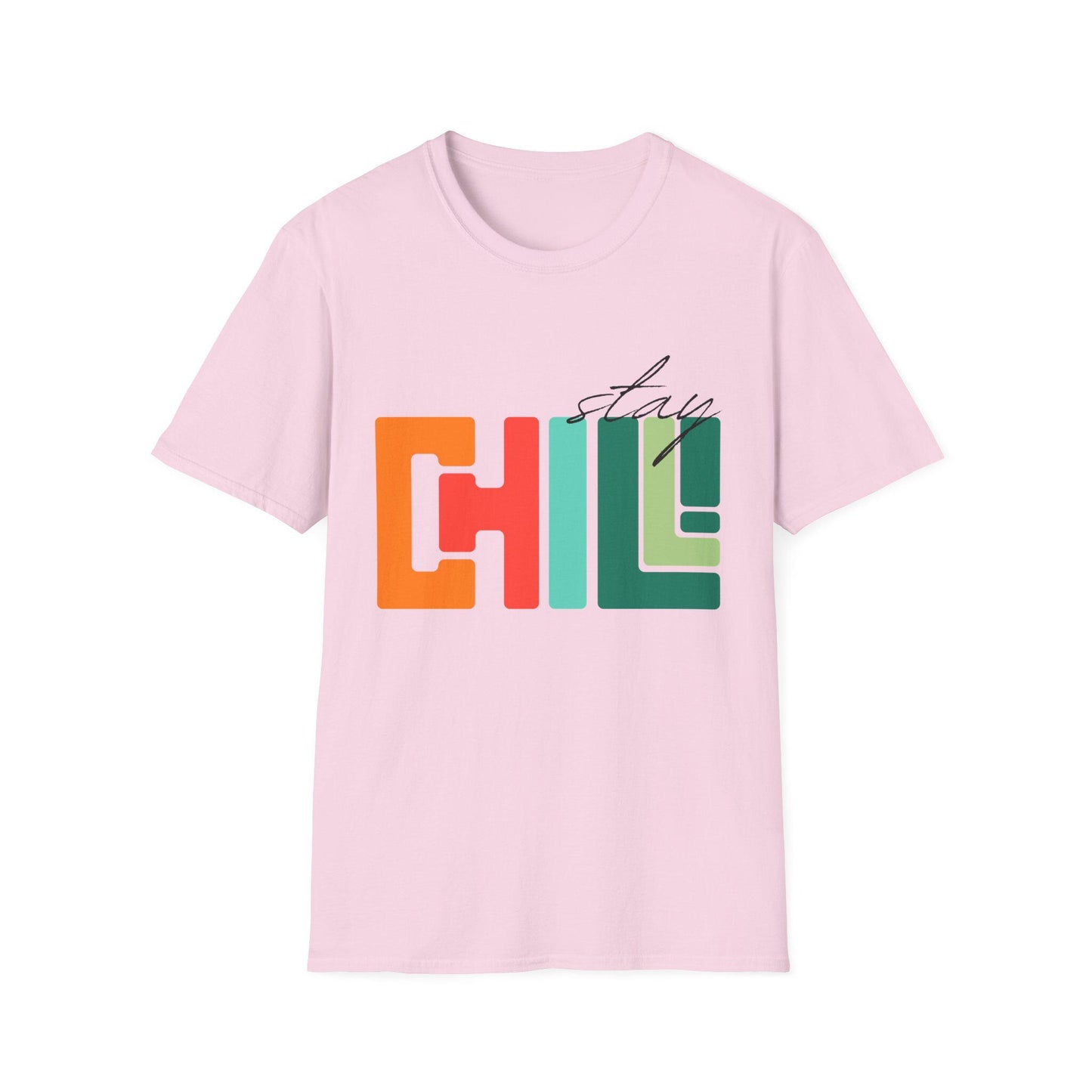 Unisex Stay Chill T-Shirt, Retro Color block Relaxed Graphic Tee, Men Women Teen Boy, Male Female Urban Apparel, Streetwear Attire School