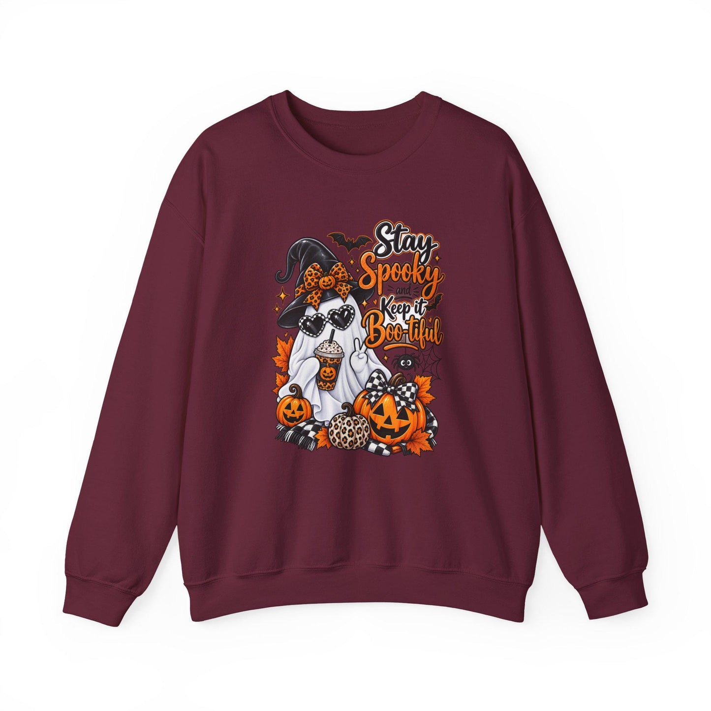 Stay Spooky & Be Kind Hoodie Sweatshirt | Halloween Ghost Pumpkin Design, Mom Female Teen Autumn Apparel, Everyday School Friend Streetwear