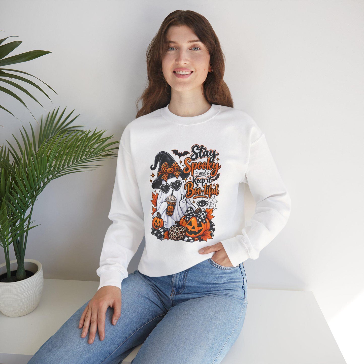 Stay Spooky & Be Kind Hoodie Sweatshirt | Halloween Ghost Pumpkin Design, Mom Female Teen Autumn Apparel, Everyday School Friend Streetwear