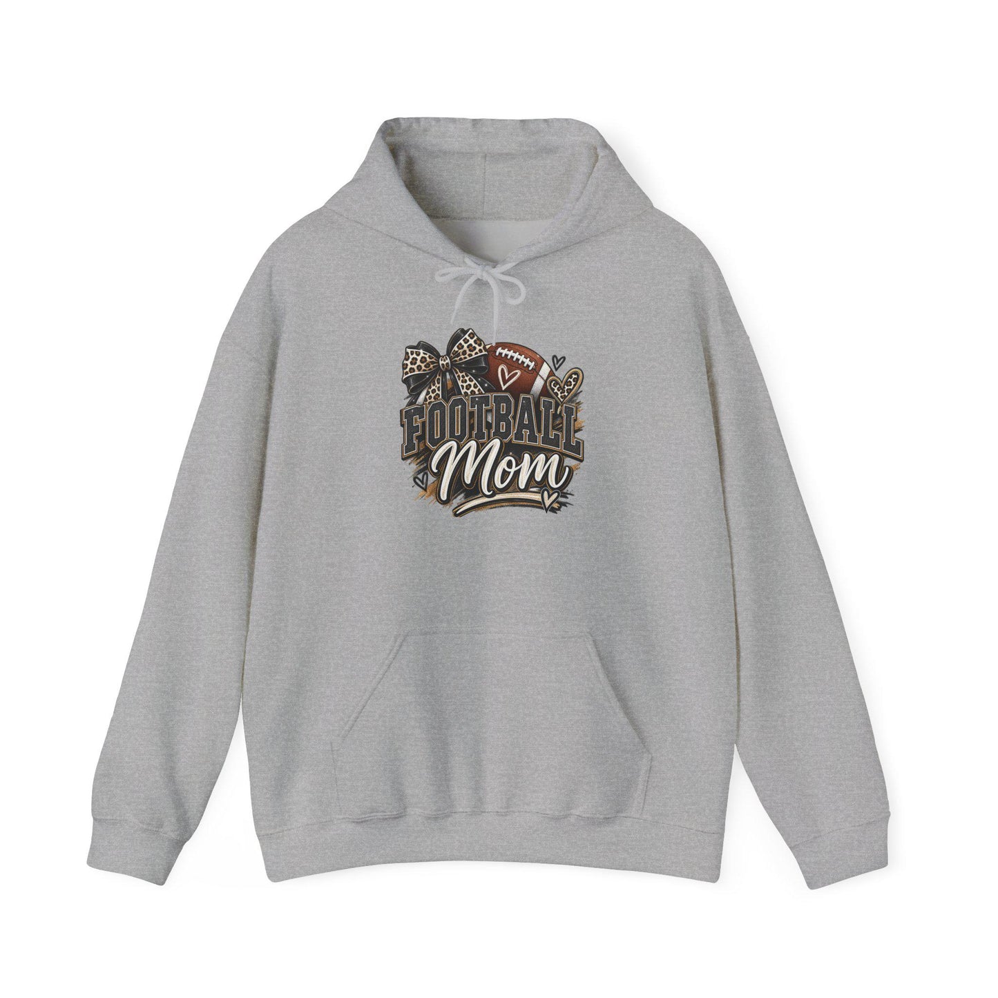 Football Mom Hoodie | Leopard Football Graphic, Paw Print Football Season Everyday Pullover, Female Woman, Streetwear Sweatshirt Apparel