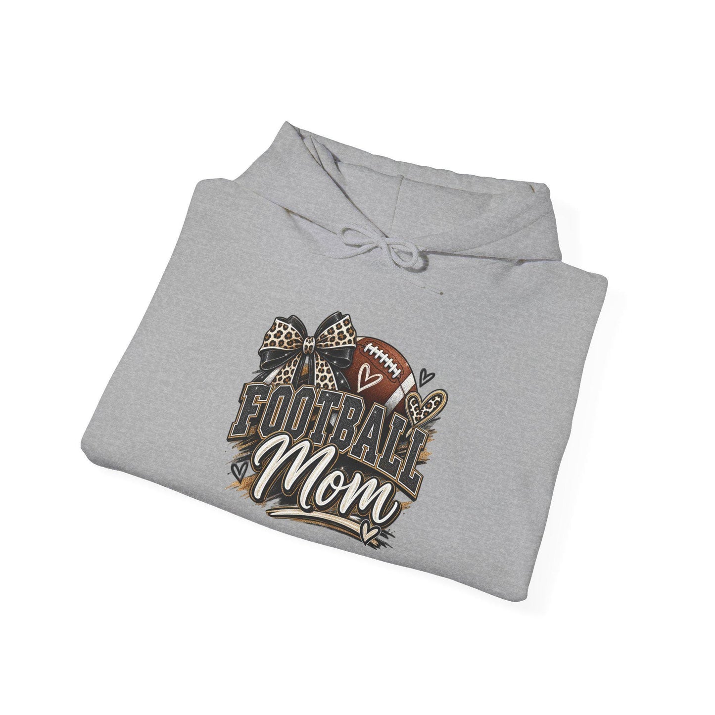 Football Mom Hoodie | Leopard Football Graphic, Paw Print Football Season Everyday Pullover, Female Woman, Streetwear Sweatshirt Apparel