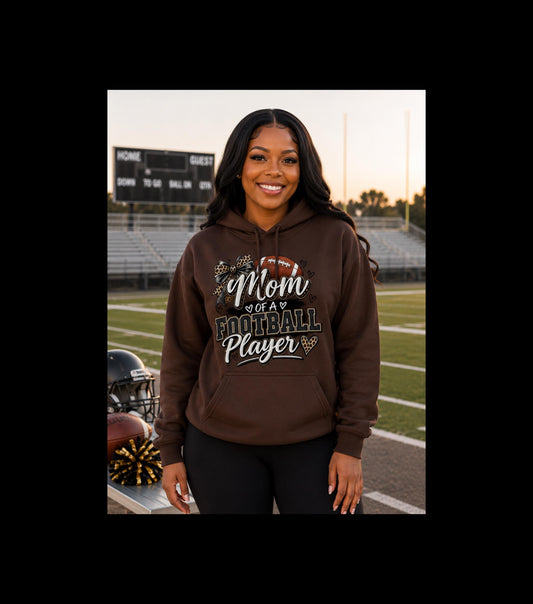 Mom of a Football Player Hoodie | Football Mom Sweatshirt, Game Day Season Pullover Top, Comfortable Cozy Weather Apparel Sports Proud Women