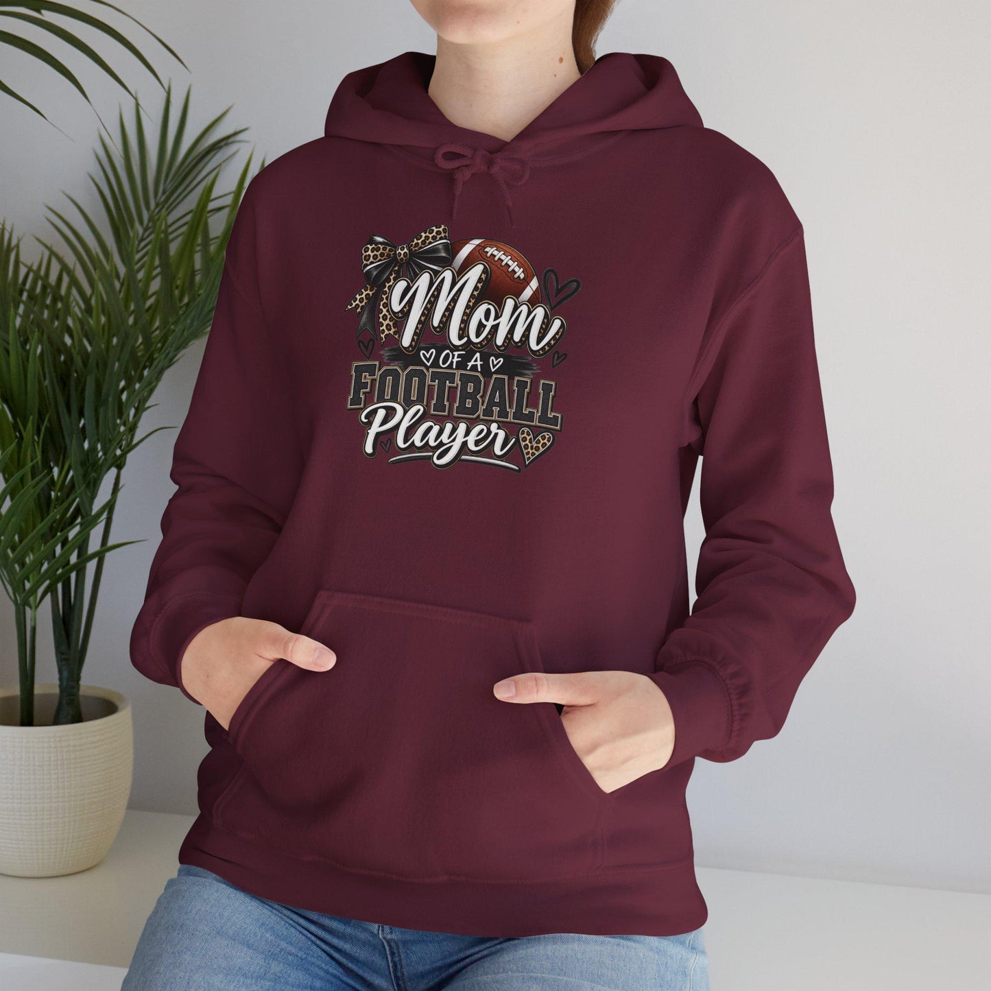 Mom of a Football Player Hoodie | Football Mom Sweatshirt, Game Day Season Pullover Top, Comfortable Cozy Weather Apparel Sports Proud Women