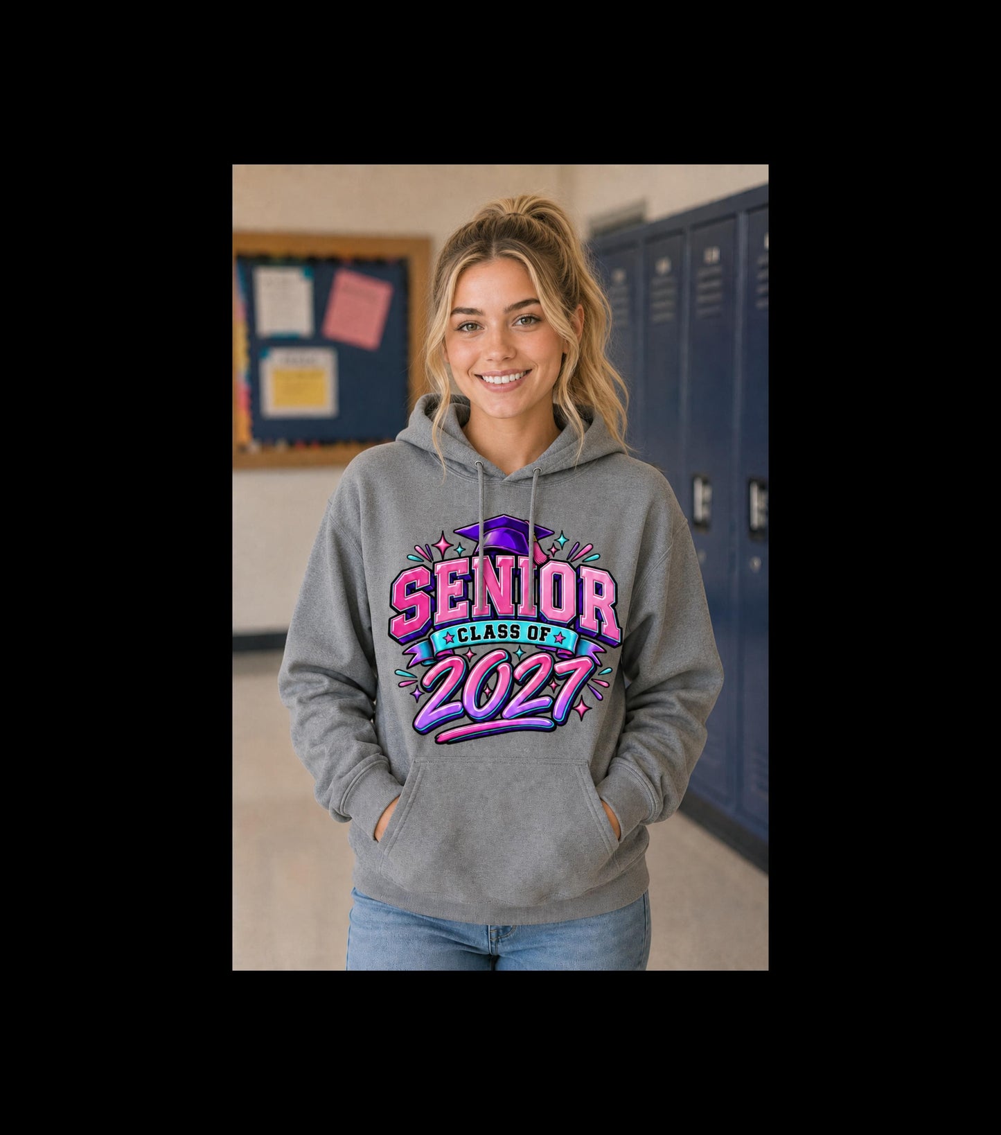 Senior Class of 2027 Hoodie, Graduation 2027 Sweatshirt Female Teen Oversized Everyday Pullover, College Grad, Comfortable Cozy Apparel Wear