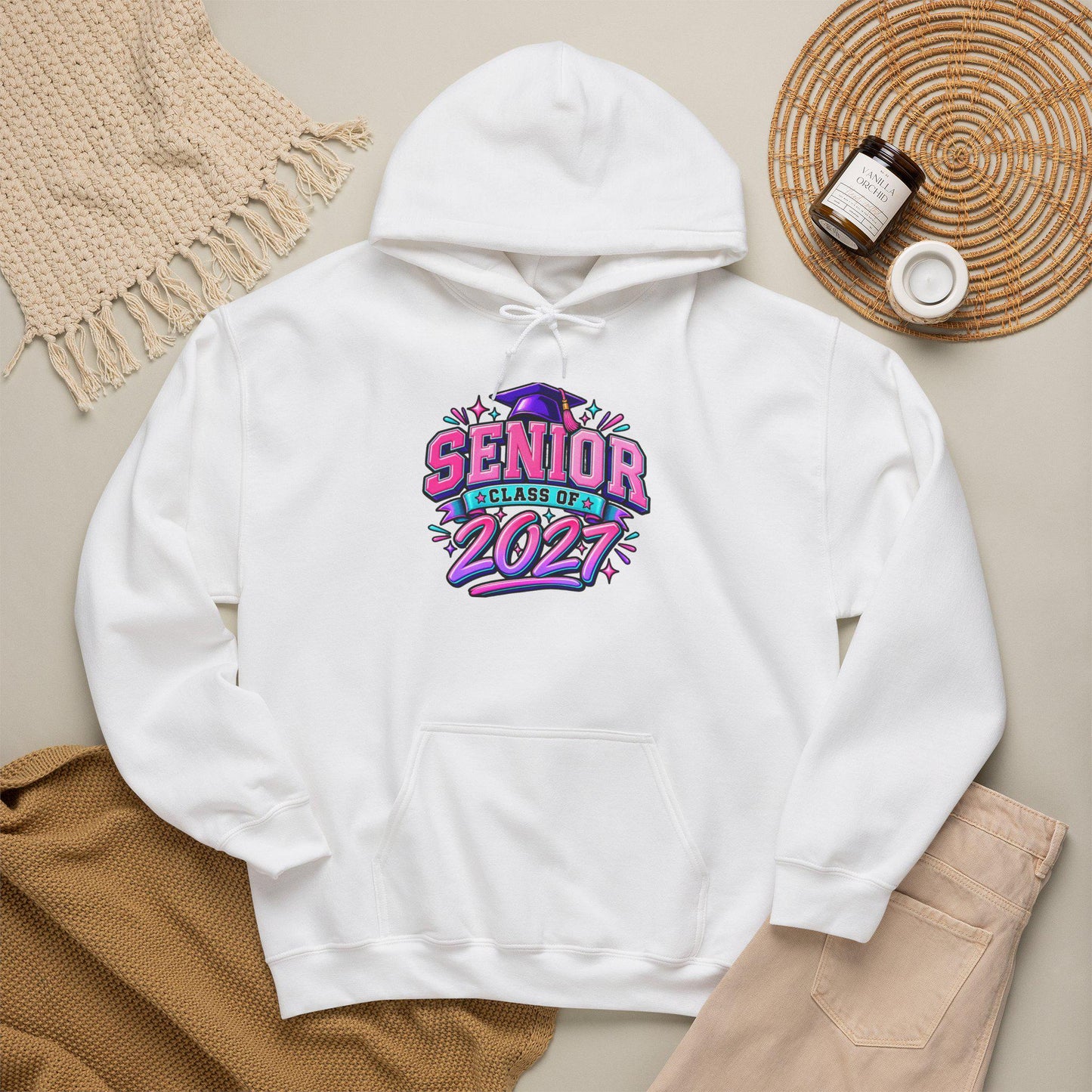 Senior Class of 2027 Hoodie, Graduation 2027 Sweatshirt Female Teen Oversized Everyday Pullover, College Grad, Comfortable Cozy Apparel Wear