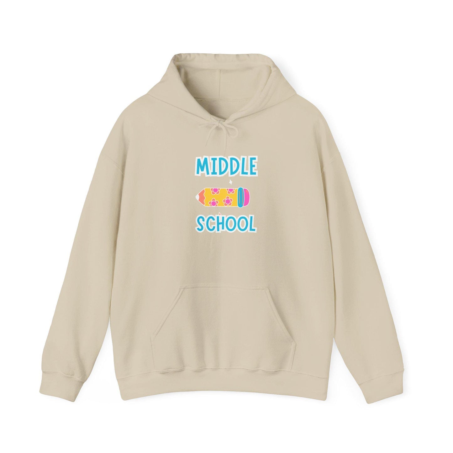 Middle School Pencil Hoodie Gifted | Cute School Supplies Graphic | Cozy Comfortable Pullover | Teen Warm Apparel with Pockets | Long sleeve