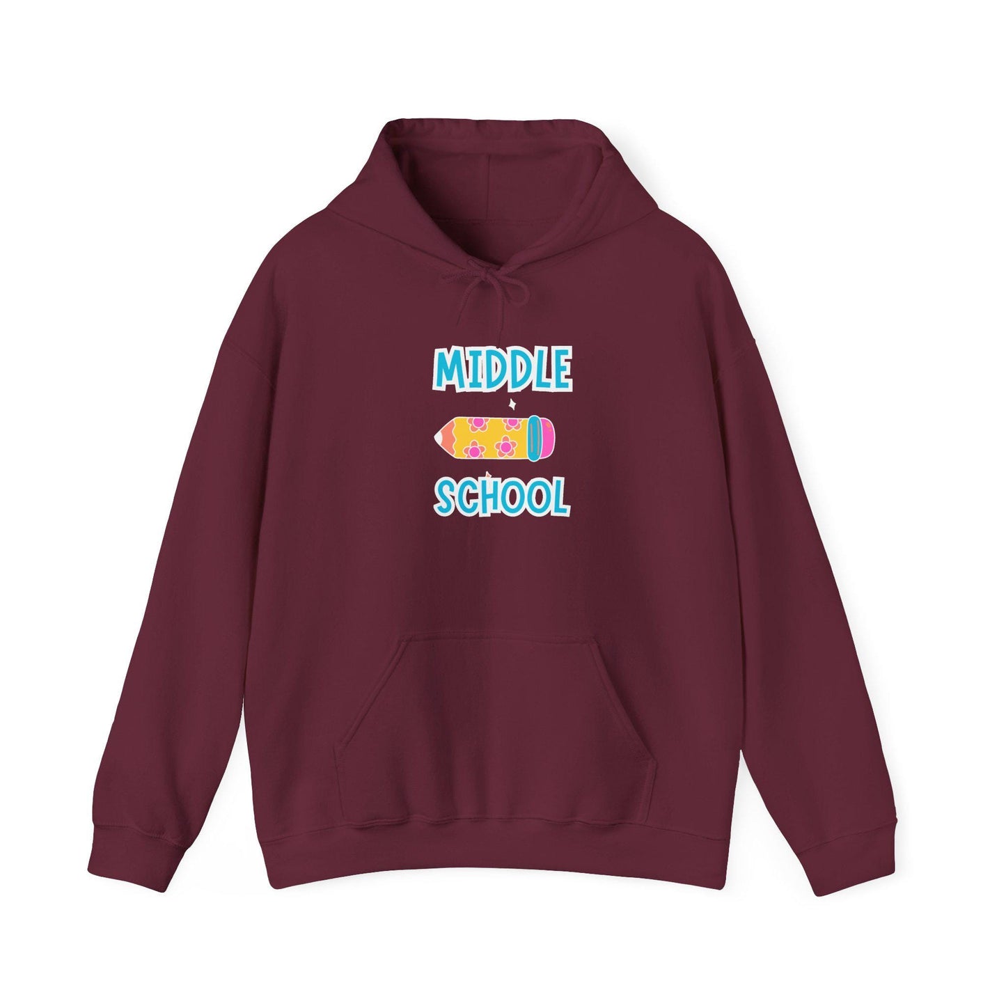Middle School Pencil Hoodie Gifted | Cute School Supplies Graphic | Cozy Comfortable Pullover | Teen Warm Apparel with Pockets | Long sleeve