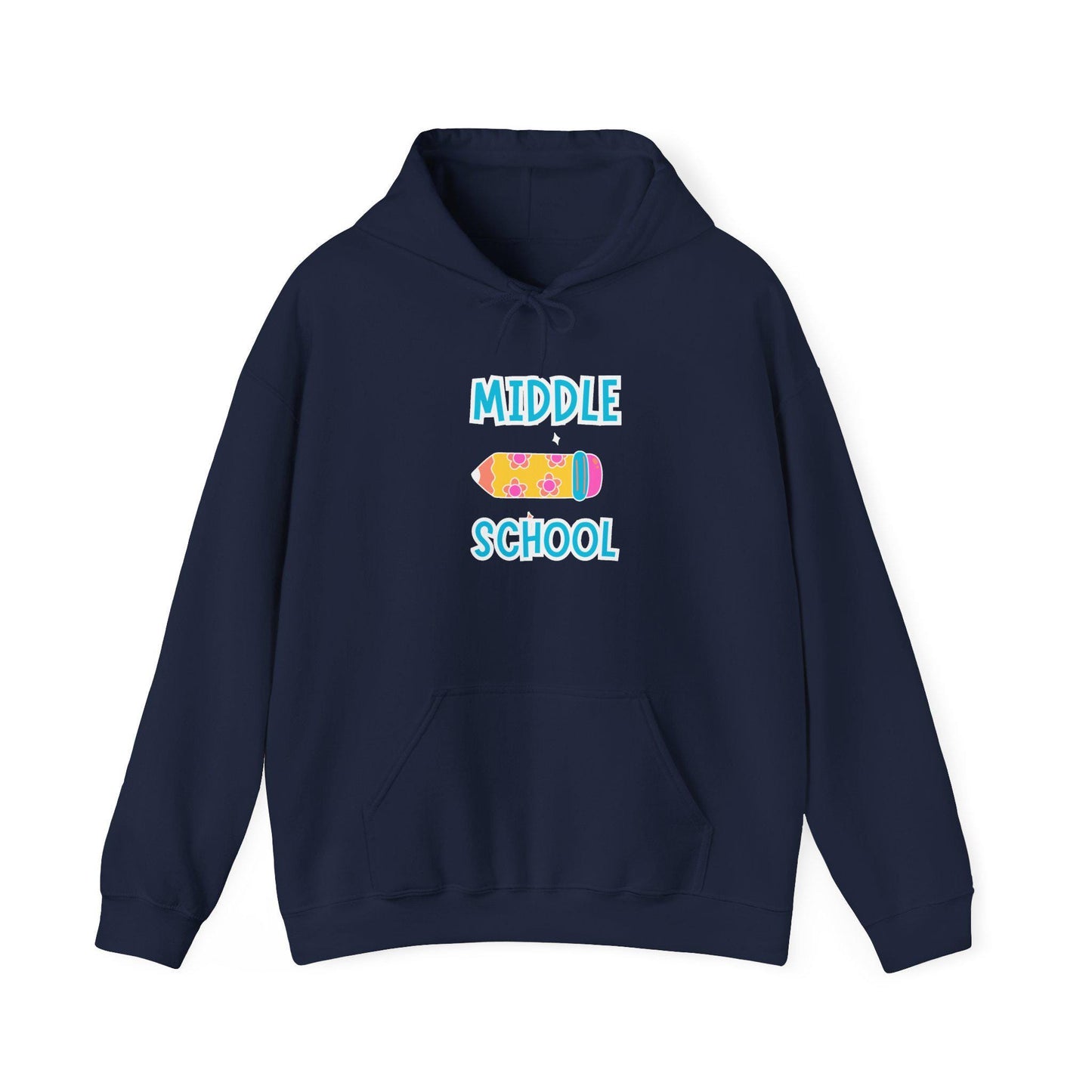 Middle School Pencil Hoodie Gifted | Cute School Supplies Graphic | Cozy Comfortable Pullover | Teen Warm Apparel with Pockets | Long sleeve