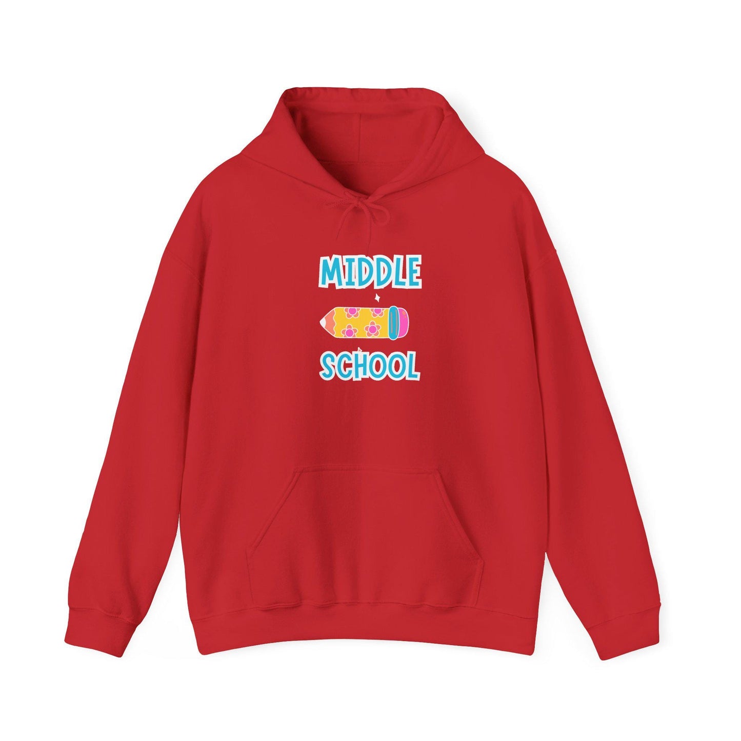 Middle School Pencil Hoodie Gifted | Cute School Supplies Graphic | Cozy Comfortable Pullover | Teen Warm Apparel with Pockets | Long sleeve