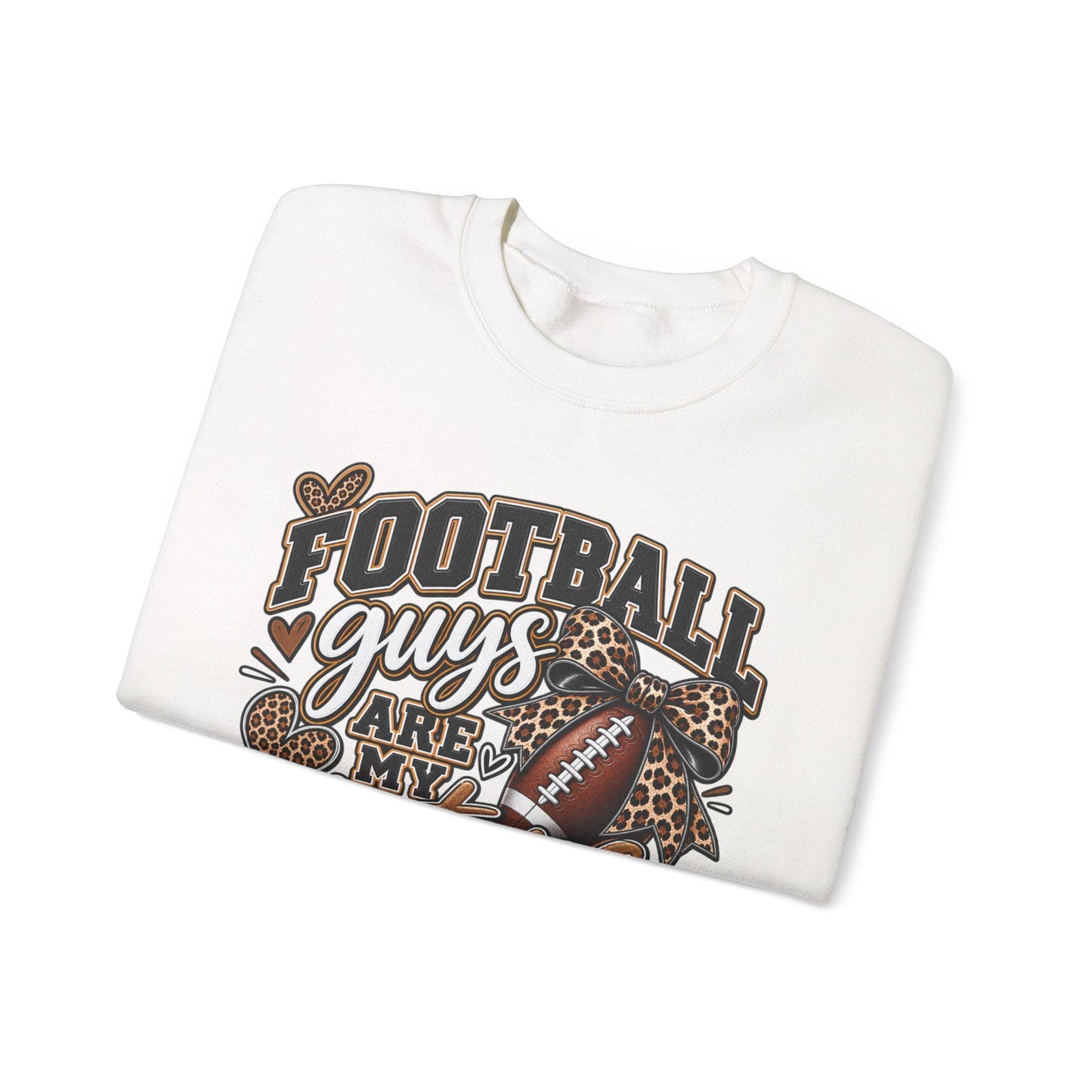 Women's Football Guys Are My Type sweatshirt | Football Heart Leopard Print Pullover, Mom Female Game Season Apparel, Football Shirt Top
