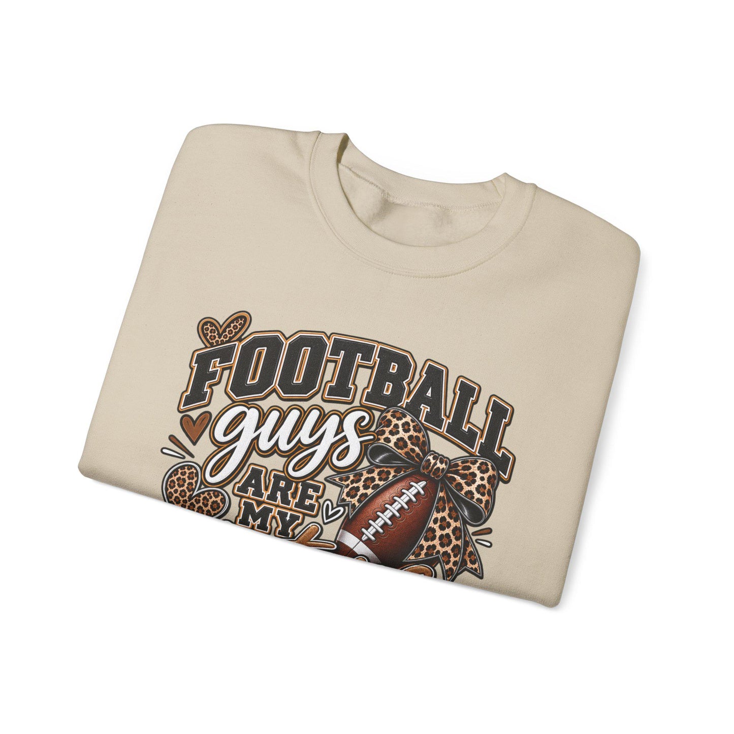 Women's Football Guys Are My Type sweatshirt | Football Heart Leopard Print Pullover, Mom Female Game Season Apparel, Football Shirt Top