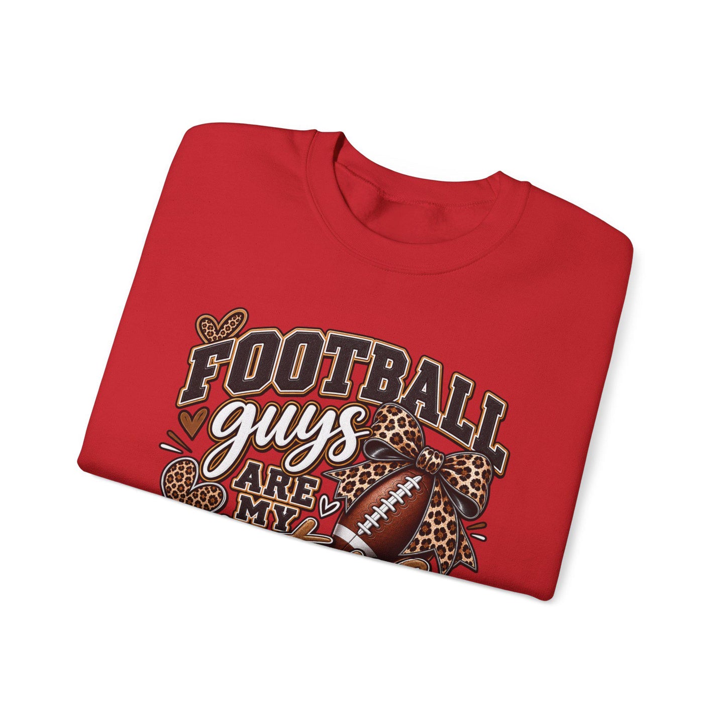 Women's Football Guys Are My Type sweatshirt | Football Heart Leopard Print Pullover, Mom Female Game Season Apparel, Football Shirt Top
